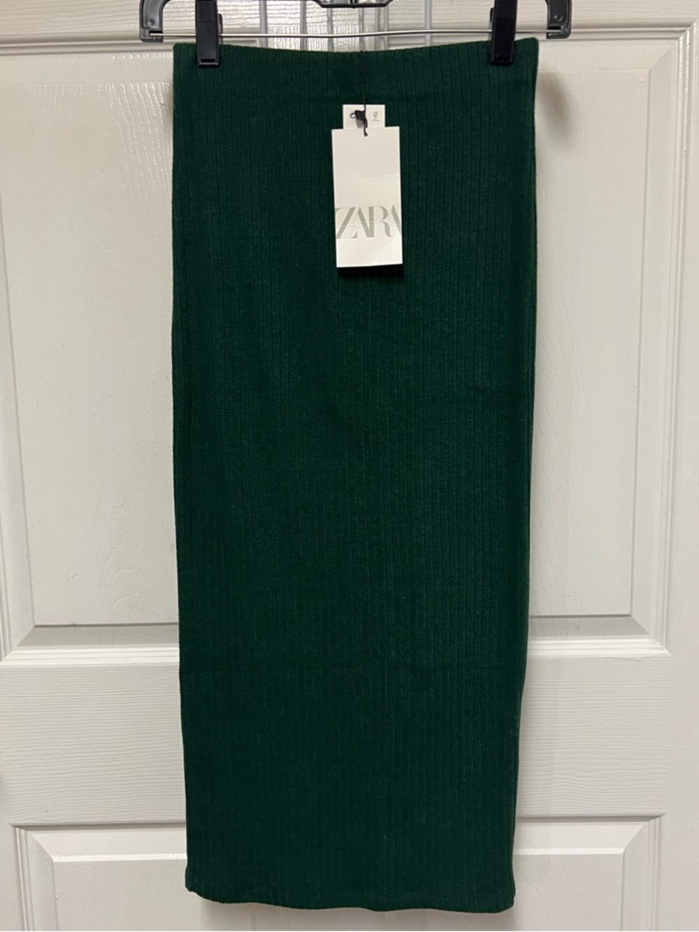 Zara Dark Green Ribbed Maxi Pencil Skirt
